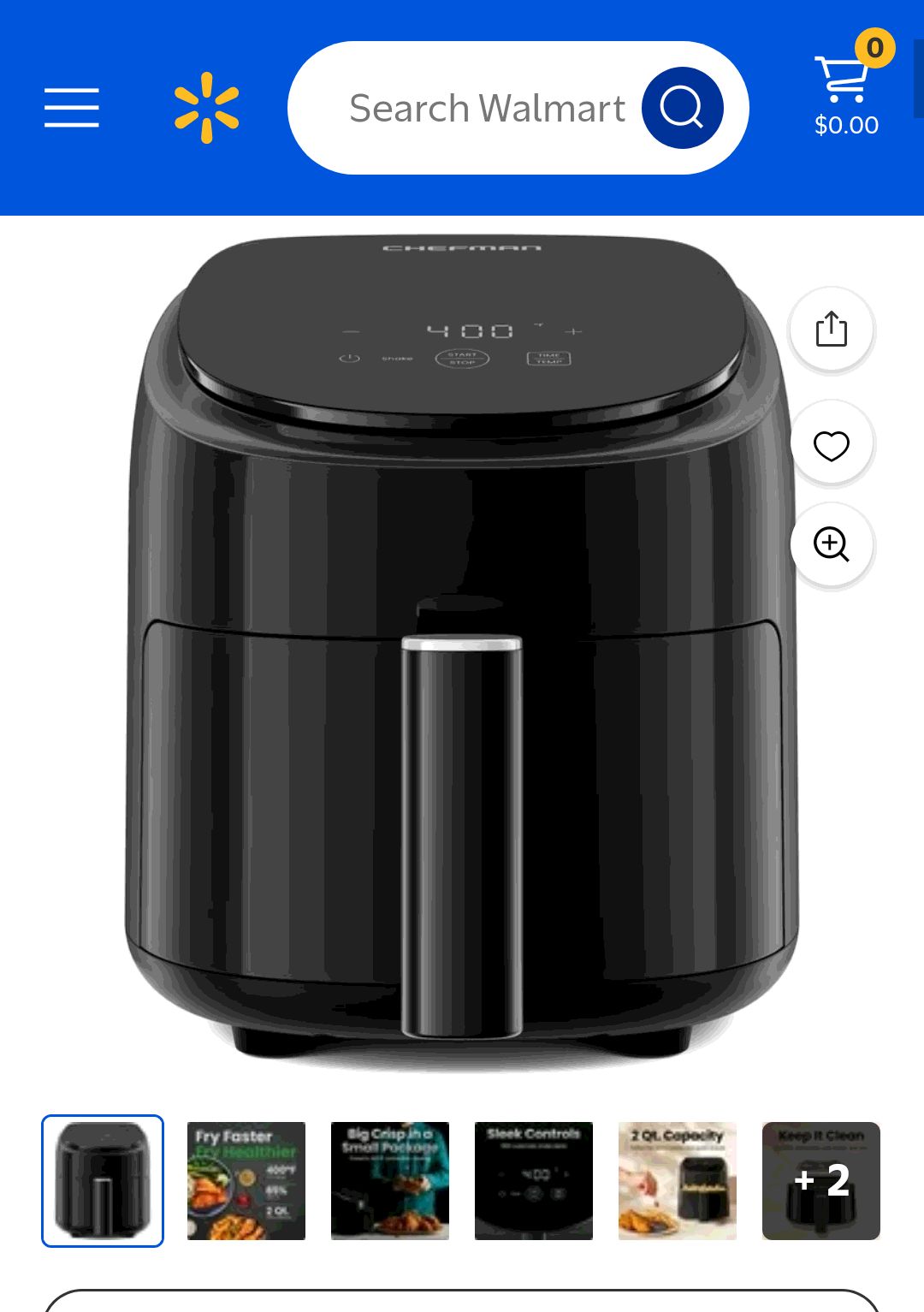 Chefman, Air Fryer, TurboFry 2 Qt, Compact Design Black - Walmart.com