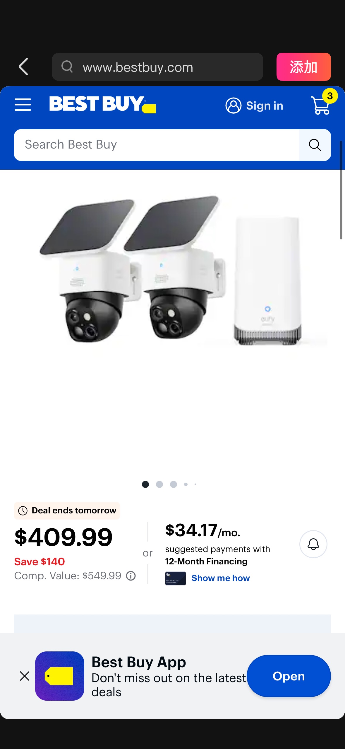 eufy SoloCam S340 2‑Cam Kit, Solar Security Camera, Wireless Outdoor Camera, 360° Pan/Tilt, No Blind Spots, No Fees Black+White T81701W1*2 +T80301D1*1 - Best Buy