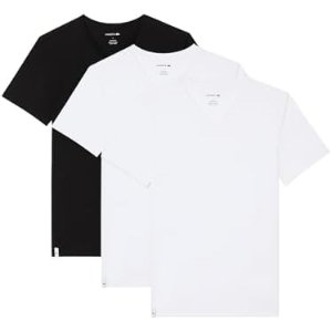 $27.95 Amazon.com: Lacoste Men's 100% Cotton Slim Fit V- Neck Undershirt, 3-Pack (Amazon Exclusives), White/White/Black, X-Large : Clothing, Shoes & Jewelry