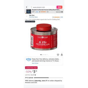 $3.49 Amazon.com: 1 pc - 6 Hr Cooking Wick Liquid Safe Fuel for Chafing Dish: Home & Kitchen