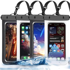 $7.99 Amazon.com: Waterproof Phone Pouch,4 Pack Black White Phone Waterproof Case,Cell Phone Dry Bag,Protection Level: IP68,Beach Cruise for Apple iPhone,Samsung,and More,Lanyard Included,(Fits Up to 8.3”),