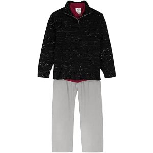 $17.61 Amazon.com: Calvin Klein Boys' 3-Piece Sweater Set with Matching Button-Down Shirt and Pants, Black Space Dye, 5: Clothing, Shoes & Jewelry