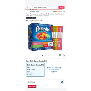 $4.99 Amazon.com: Flavor Aid Aguas Frescas Singles To Go Variety Pack, Powdered Drink Mix, 1 Box (50 Single Servings) : Grocery & Gourmet Food