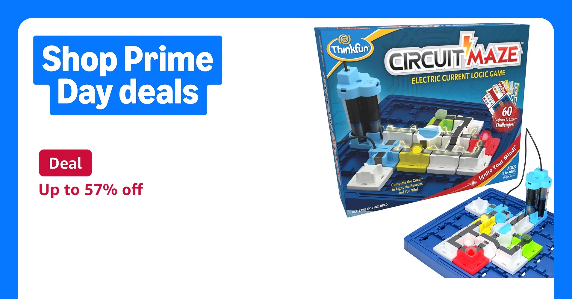 Deal for Prime Members: ThinkFun Circuit Maze Game - Brain-Boosting STEM Toy | Teaches Circuitry Through Engaging Gameplay | Toy of The Year Finalist | Ideal for Boys and Girls Age 8 and Up