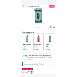 $13.69 Amazon.com : CamelBak Crayola Chug Water Bottle for Everyday Hydration, Tritan Renew Design with Chug Lid, 25oz, Aquamarine : Sports & Outdoors