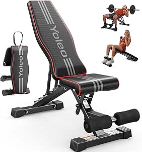 Amazon.com : YOLEO Adjustable Weight Bench for Home Gym, ASTM-Certified 827LBS, 98% Pre-Assembled, Foldable Gym Bench with 84 Positions Incline Decline Flat, Wider Seat : Sports &amp; Outdoors