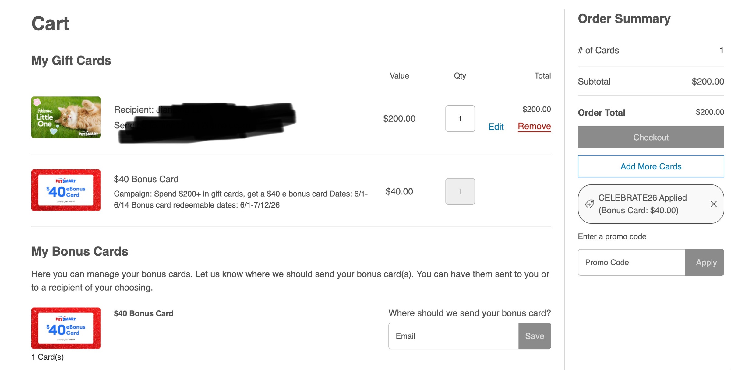 PetSmart买$200礼卡送$40庆祝公司40周年！