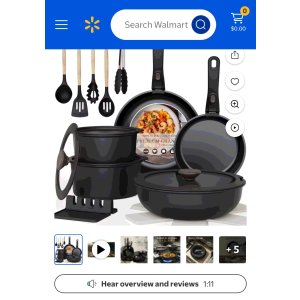 $57.99 Astercook 20 PCS Nonstick Ceramic Pots and Pans Set, Detachable Handles, Oven & Dishwasher Safe, Black - Walmart.com