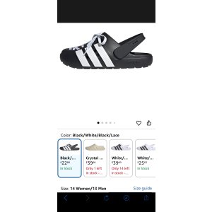 $22.80 Amazon.com | adidas Unisex-Adult Adilette Clog 2.0, Black/White/Black, 13 | Mules & Clogs