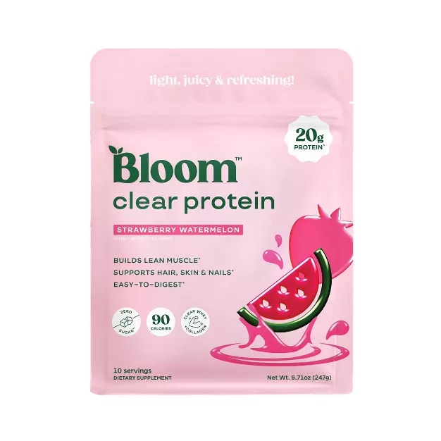 BLOOM NUTRITION Clear Protein Powder - Strawberry Watermelon - 8.71oz: Whey Isolate, Collagen Protein, 20g Protein : Target