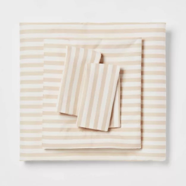 Twin/Twin XL Microfiber Sheet Set Neutral Stripe - Room Essentials™ : Target