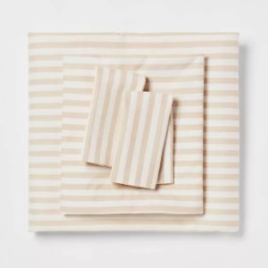 $10 Twin/Twin XL Microfiber Sheet Set Neutral Stripe - Room Essentials™ : Target
