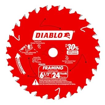 Diablo Track Circular Saw Blade for Fine Finish and Plywood - Ideal for Finish Carpenters, Installers and Remodelers - 6-1/2" Diameter, 48-Teeth, 8,800 Max RPM - D0648TSF - Amazon.com