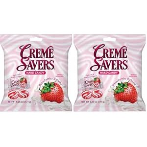$6.58 Amazon.com : Creme Savers Strawberries and Creme Hard Candy | The Taste of Fresh Strawberries Swirled in Rich Cream | The Original Classic Brought To You By Iconic Candy | 6.25oz Bag (Pack o
