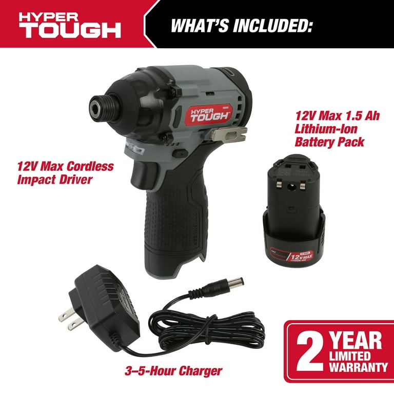 Free Shipping! Hyper Tough Impact Driver 12V Max Brushless Cordless with 1.5Ah Battery Charger - Walmart.com