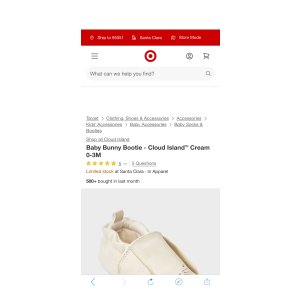 $7 Baby Bunny Bootie - Cloud Island™ Cream 0-3M : Target