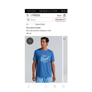 $12.6 Perry Ellis Portfolio Men s Best Dad Ever Sleepwear T-Shirt - Macy s