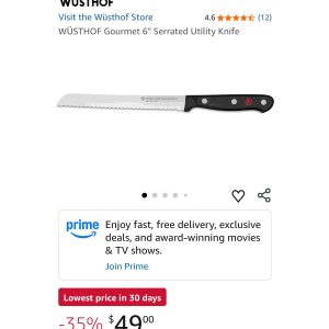 $49 WÜSTHOF Gourmet 6  Serrated Utility Knife: Home & Kitchen