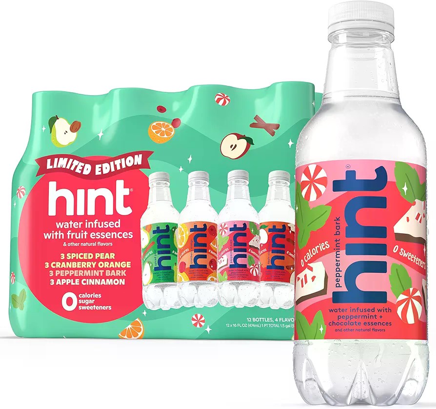 Amazon.com : Hint Fruit-Infused Bottled Water, Winter Variety Pack - Sugar Free Flavored Water with Zero Calories, Naturally Flavored, and No Artificial Sweeteners - 16 Fl Oz (Pack of 12) : Everything