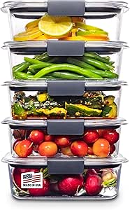 Amazon.com: Rubbermaid Brilliance Tritan Plastic Food Storage Containers BPA Free Airtight Lids Ideal for Lunch Meal Prep &amp; Leftovers Set of 5 (3.2 Cup): Home &amp; Kitchen