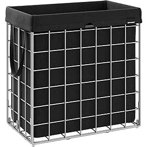 $36.54 Amazon.com: SONGMICS 29 Gal. (110L) Laundry Basket, Laundry Hamper, Collapsible Clothes Hamper, Removable and Washable Liner, Metal Wire Frame, for Bedroom Bathroom, Silver and Classic Black