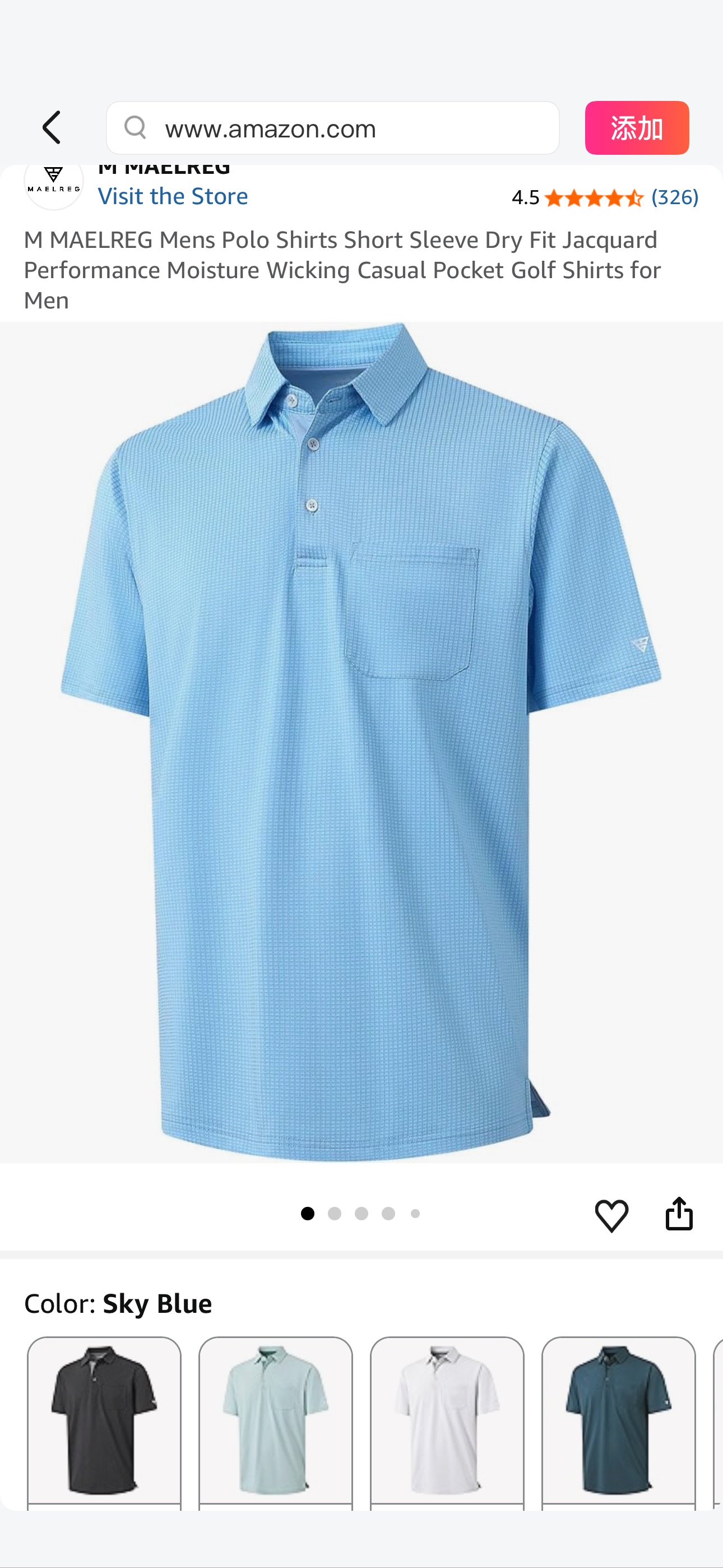 Amazon.com: M MAELREG Mens Golf Shirt Short Sleeve Dry Fit Performance Pocket Casual Jacquard Collared Polo Shirts for Men Sky Blue : Clothing, Shoes & Jewelry