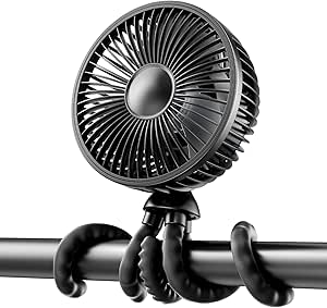 Amazon.com: Gaiatop Baby Stroller Fan, 4000mAh Oscillating Mini Portable Fan with Light, 4 Speeds Battery Operated Small Handheld Desk Fan, 360° Rotate Flexible Tripod Clip On Fan for Car Se