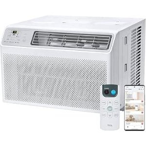 $160.99 Amazon.com: TCL 8000 BTU Smart Window Air Conditioner, Compact Quiet Energy Efficient AC Unit, Fan & Dehumidifier, Rooms Up To 350 Sq. Ft., Remote Control, Works with Alexa, Google Assis