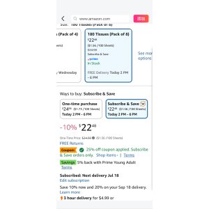 $16.8 Amazon.com: Kleenex Ultra Soft Facial Tissues, 8 Flat Boxes, 180 Tissues per Box, 3-Ply, Packaging May Vary : Health & Household