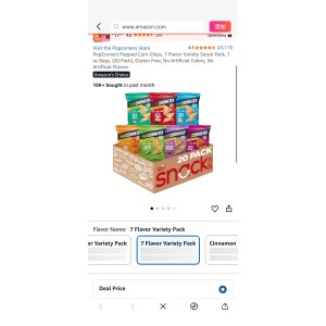 $14.91 Amazon.com: PopCorners Popped Corn Chips, 7 Flavor Variety Snack Pack, 1 oz Bags, (20 Pack), Gluten Free, No Artificial Colors, No Artificial Flavors