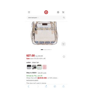 $27 Wrangler 18.5  Stadium Clear Backpacks, Water-Resistant Durable Clear Bags, See Thru Bag for Travel, Casual Use, Stadiums, Concerts, School (Tan) : Target