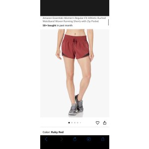 $4.69 Amazon.com: Amazon Essentials Women s Regular-Fit Athletic Ruched Waistband Woven Running Shorts with Zip Pocket