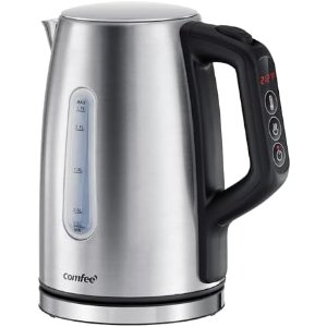 $33.53 Amazon.com: COMFEE' Stainless Steel Electric Kettle, Temperature Control with 6 Presets, 1-Hr Keep Warm, Kettle Water Boiler 1.7 Litres, 1500W with Viewing Window, Auto-Off and Boil-Dry