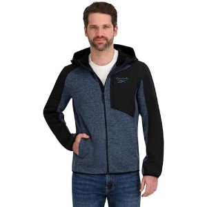 $12.46 Reebok Mens Full Zip Hooded Sweater Fleece Jacket, Mineral Blue, M at Amazon Men’s Clothing store