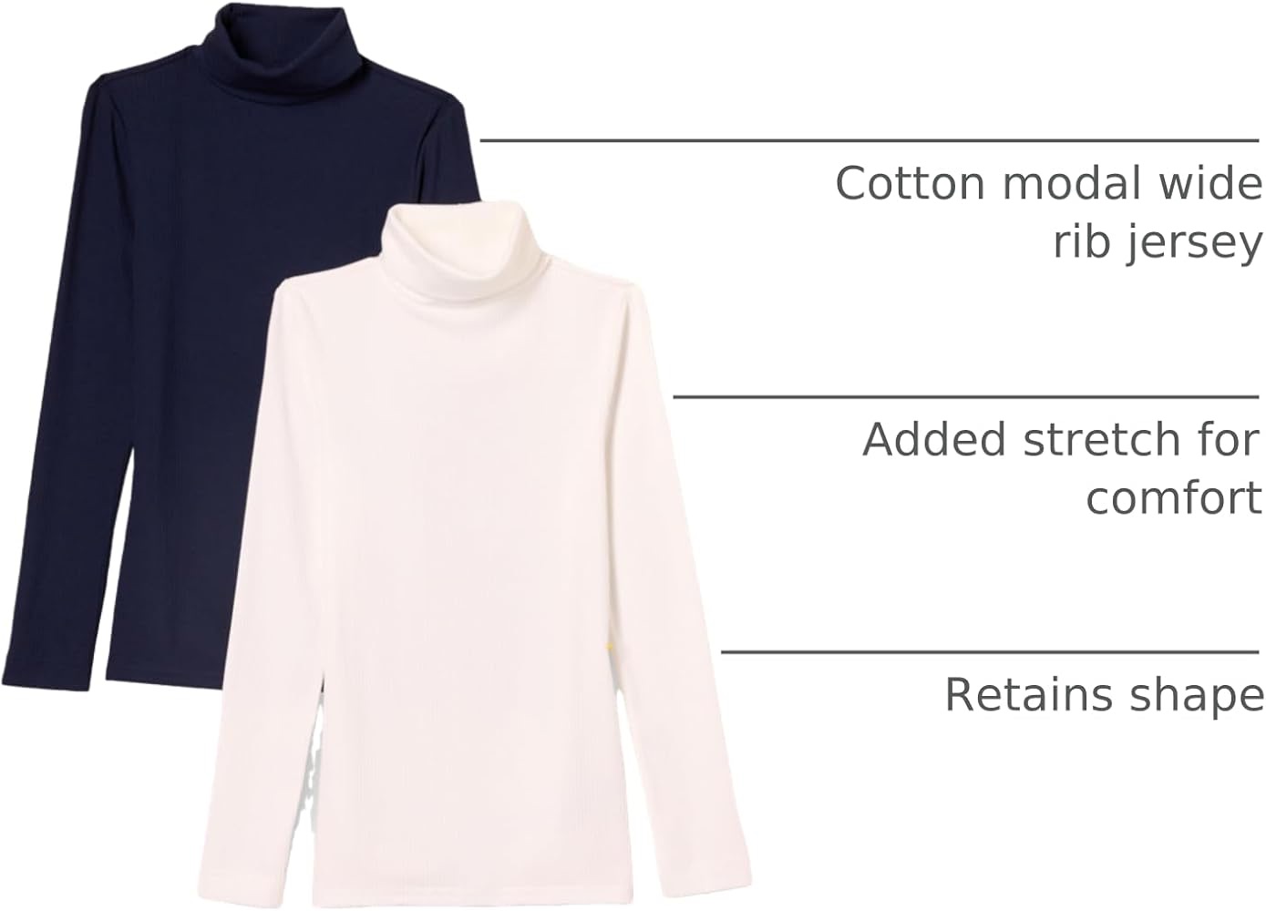 Amazon.com: Amazon Essentials Women's Slim-Fit Stretchy Layering Long Sleeve Knit Rib Turtleneck Top (Available in Plus Size), Pack of 2, Navy/White, X-Large : Clothing, Shoes & Jewelry