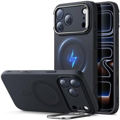 Amazon.com: ESR Silicone Case for iPhone 17 Pro Max, Built-in Camera Stash Stand Compatible with MagSafe, Military-Grade Drop Protection Magnetic Phone Case for iPhone 17 Pro Max, Cloud Seri