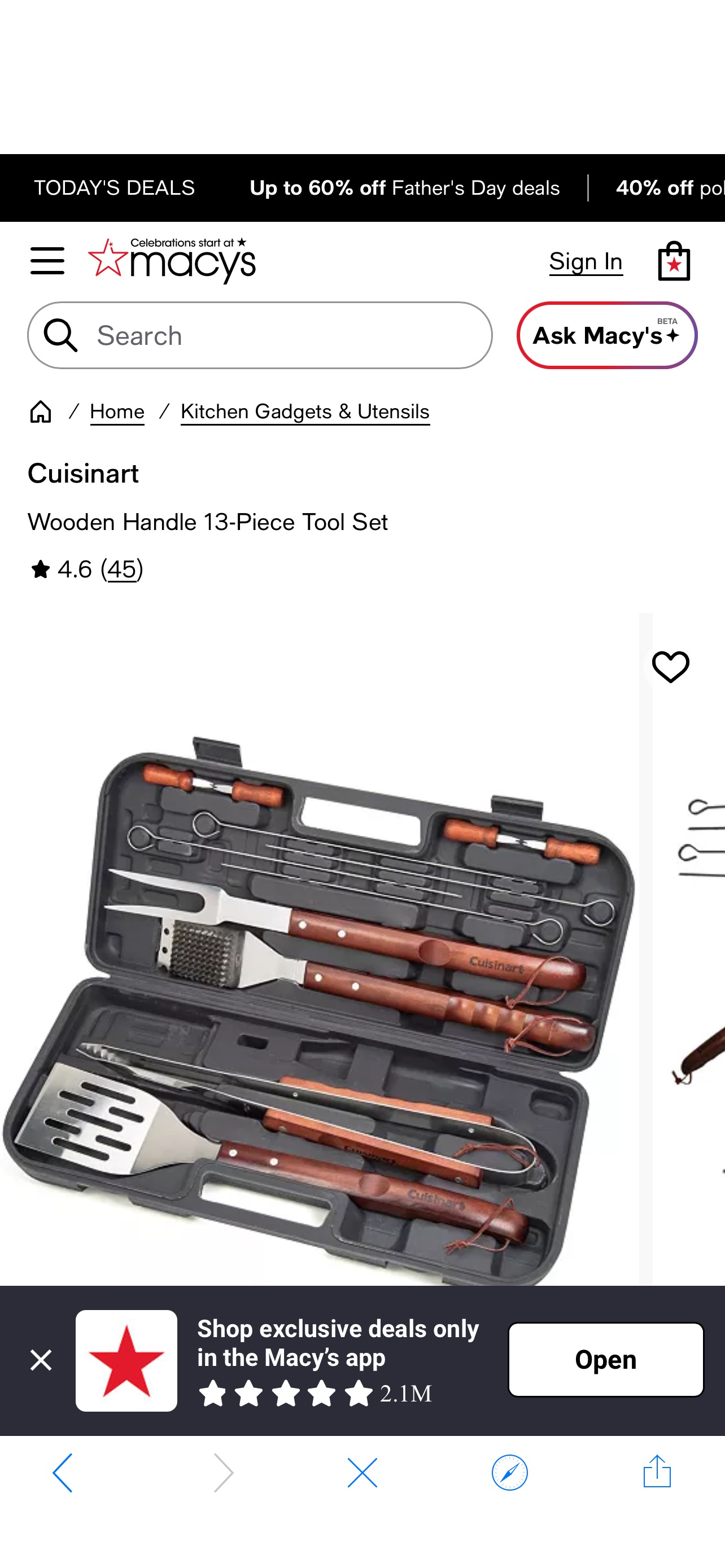 Cuisinart Wooden Handle 13-Piece Tool Set - Macy's
