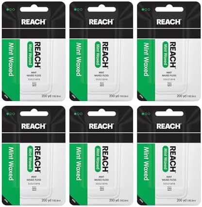 Amazon.com : REACH Waxed Dental Floss, Mint, Plaque Remover for Teeth, Shred Resistant, Floss Slides Smoothly, Easy to Use, Waxed, Deep Cleaning Teeth, Oral Care, PFAS Free, for Adults &amp;