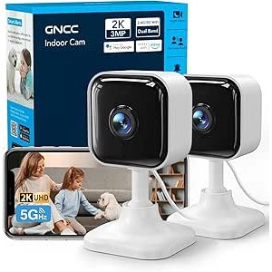 $17.99 Amazon.com: GNCC 2K Indoor Cameras for Home Security with Phone App, 2.4G/5G Mini Pet Cam w/Human/Motion/Sound Detection, Compatible with Alexa, Cloud Storage Optional, Fixed View, Plug-in, 