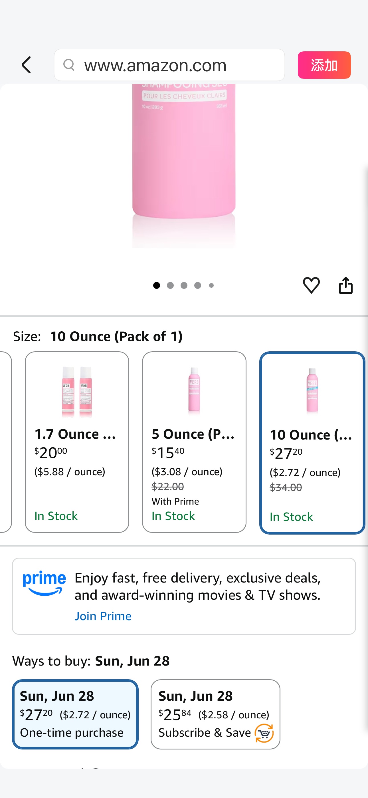 Amazon.com: VERB Dry Shampoo Light Tones Jumbo- Gentle Cleanse, Style Extender & Light Volume - Refreshing + Removes Oil & Adds Volume - Vegan Dry Shampoo for Light Tones With No Harmful Sulfates, 10 