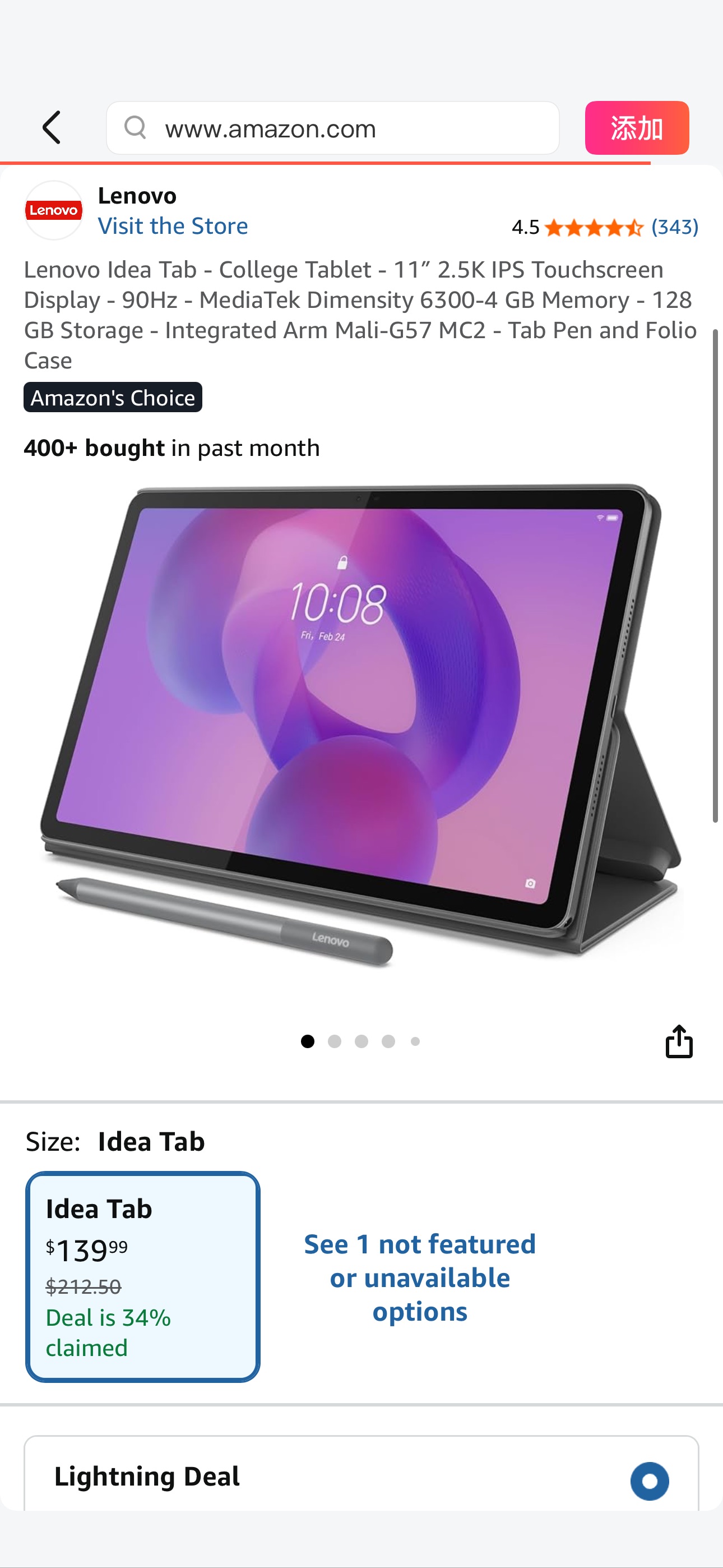 Amazon.com : Lenovo Idea Tab - College Tablet - 11″ 2.5K IPS Touchscreen Display - 90Hz - MediaTek Dimensity 6300-4 GB Memory - 128 GB Storage - Integrated Arm Mali-G57 MC2 - Tab Pen and Folio Case : 