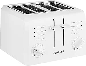 Amazon.com: Cuisinart 4-Slice Compact Plastic Toaster, White, CPT-142P1: Home &amp; Kitchen