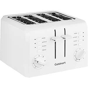 $44.95 Amazon.com: Cuisinart 4-Slice Compact Plastic Toaster, White, CPT-142P1: Home & Kitchen