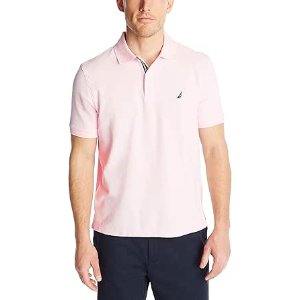 $17.20 Nautica Men's Classic Short Sleeve Solid Polo Shirt, Cradle Pink, X-Large at Amazon Men’s Clothing store