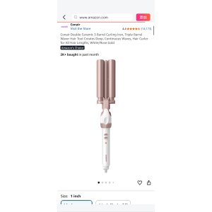 $14.67 Amazon.com: Conair Double Ceramic 3 Barrel Curling Iron, Triple Barrel Waver Hair Tool Creates Deep, Continuous Waves, Hair Curler for All Hair Lengths, White/Rose Gold : Beauty & Personal Care