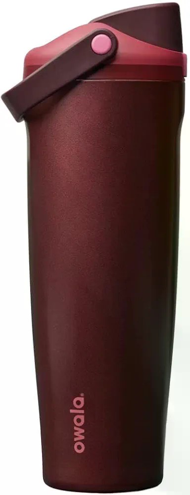 Owala FreeSip Sway Insulated Stainless Steel Water Bottle with Two-Way Spout, Built-In Straw and Bucket Handle, Made for Travel, School, and Sports, 40oz, BPA Free, Leak Proof, Black Cherry