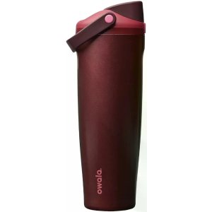 $35.99 Owala FreeSip Sway Insulated Stainless Steel Water Bottle with Two-Way Spout, Built-In Straw and Bucket Handle, Made for Travel, School, and Sports, 40oz, BPA Free, Leak Proof, Black Cherry
