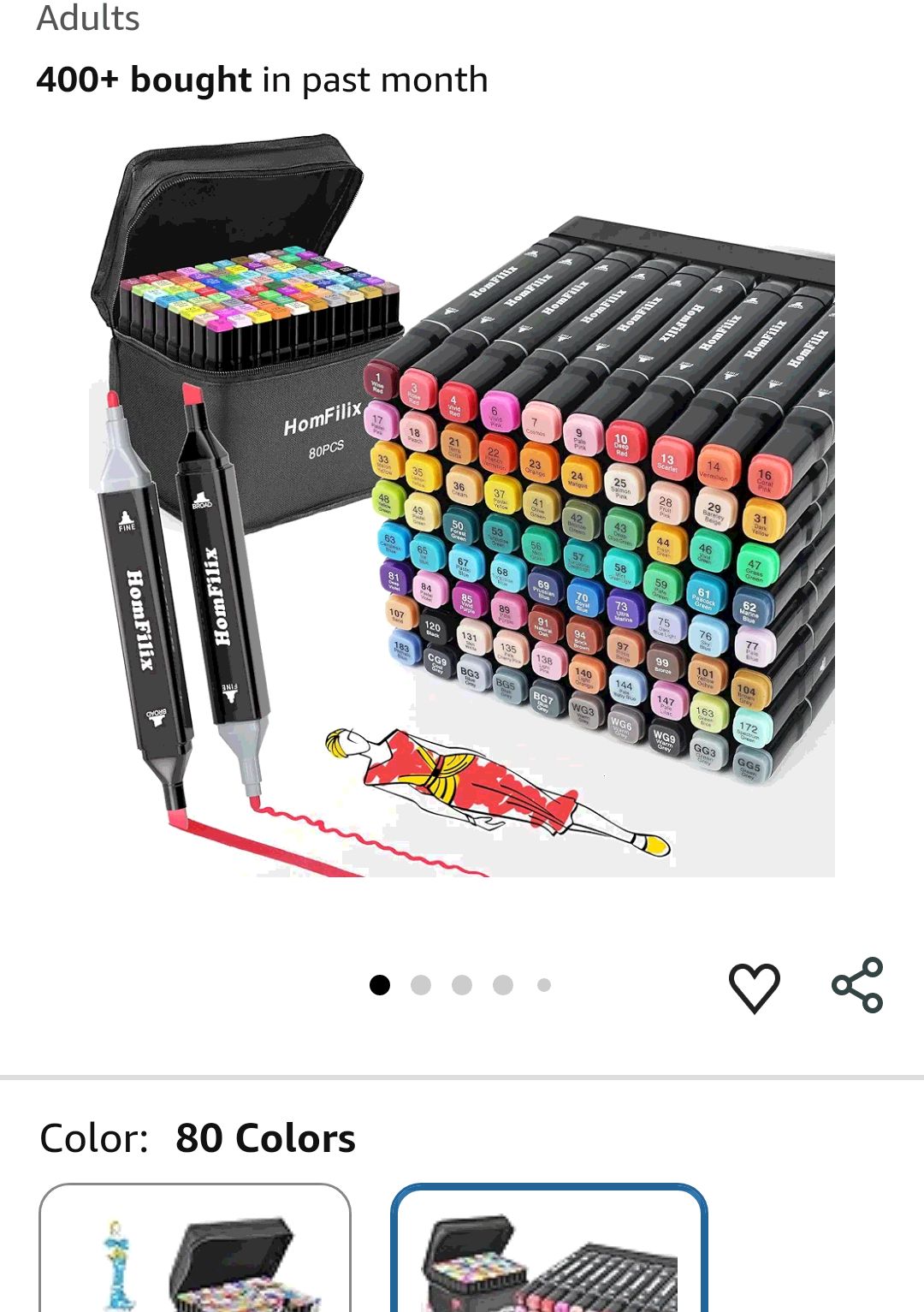 HomFilix Alcohol Markers, 80 Colors Dual Tip Art Alcohol Markers Set - Perfect for Coloring, Drawing, Sketching, Card Making and Illustration, Perfect for Adults