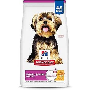 $11.99 Amazon.com : Hill's Science Diet Adult 1-6 Small & Mini Dry Dog Food, Chicken & Brown Rice, 4.5 lb. Bag : Dry Pet Food : Pet Supplies