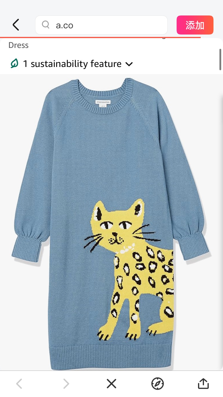 Amazon.com: Amazon Essentials Girls' Raglan Sweater Dress, Blue Cat, Medium : Clothing, Shoes & Jewelry